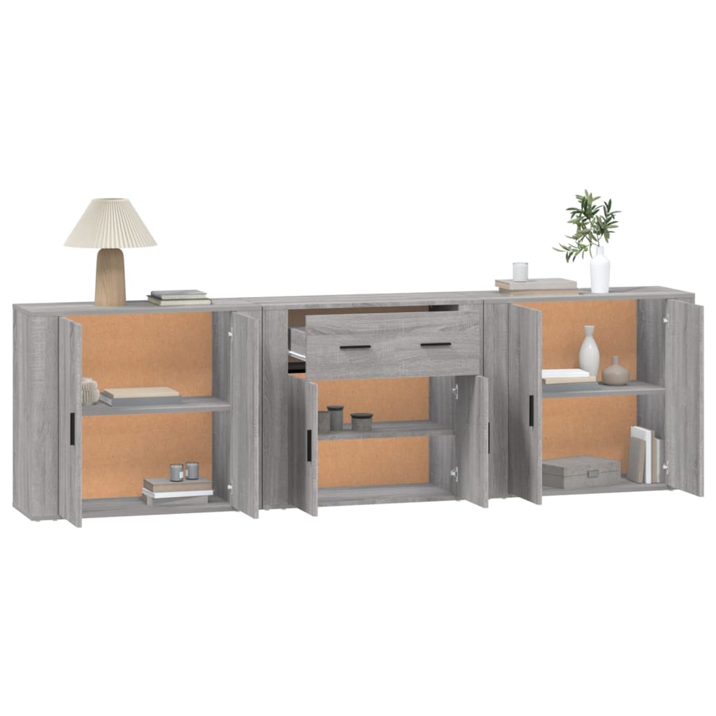 Sideboards 3 pcs Grey Sonoma Particleboard