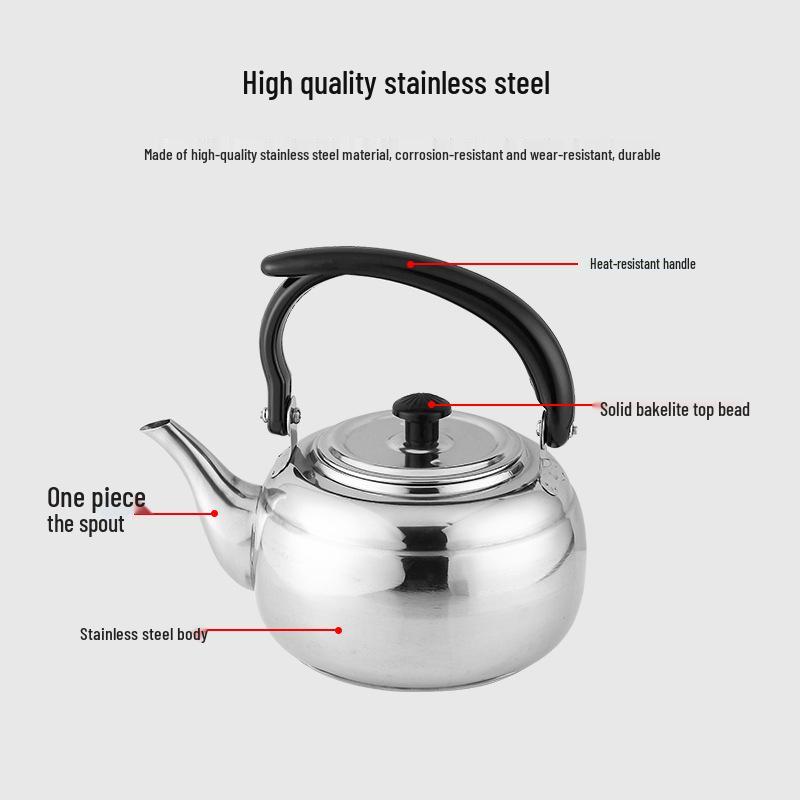 Large Exquisite Black Stainless Steel Teapot for Boiling Water and Tea, Suitable for Restaurants and Hotels