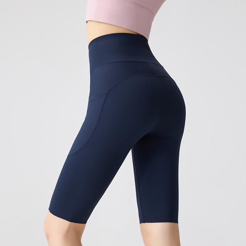 Women's High Waist Biker Shorts With Pockets Quick Dry 5 Inch Shark Workout Yoga Cycling Shorts