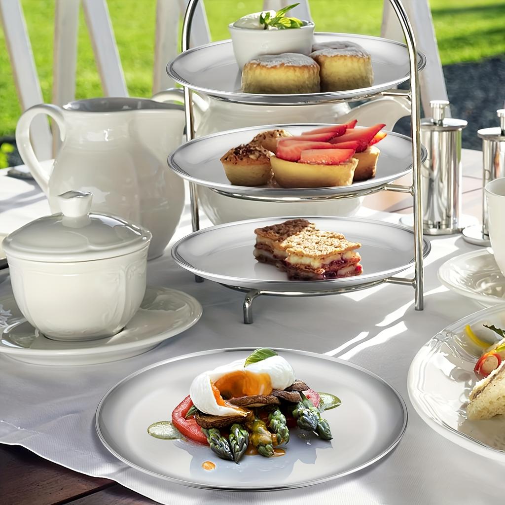7pcs stainless steel plate set,23cm stainless steel plate,lightweight non-breakable plate set,suitable for home,outdoor use,restaurant,buffet supplies