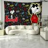 Dog Snoopy Wall Tapestry Aesthetic Wall Hanging Printed Fabric Blanket Decorative Tapestries for Bedroom Living Room Home Decor