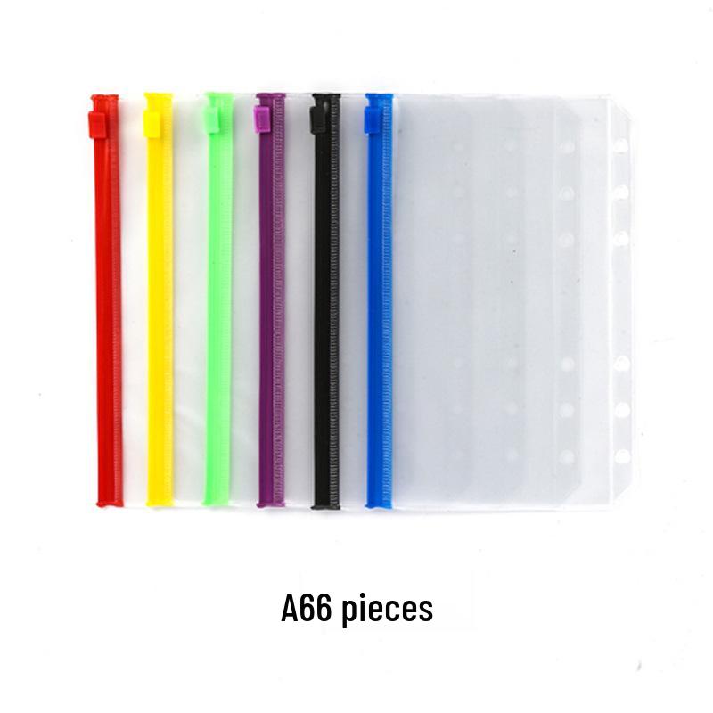 Macaron Colored Edge PVC Transparent Stationery Bag - A5/A6 Zipper Pencil Case with Loose-Leaf Punch.