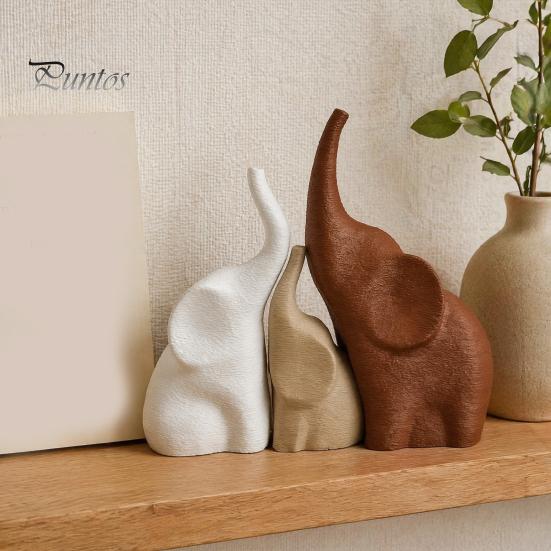 Elegant Figurines for Anniversary 3Pcs/Set Elephant Family Statues, Cute Parents Kid Ornament, Modern Good Collectibles Housewarming Luck Sculptures