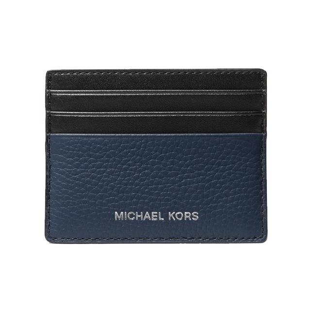 

Michael Kors MK Cooper Silver Letter Logo Card Holder Leather Wallet Small Men Wallets Black Navy-Blue 36F9LCOD2L Marine Blue