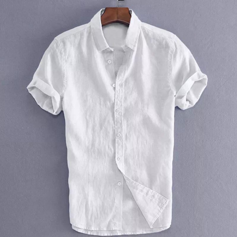 

Men s Solid Color Shirt Summer Short-sleeved Casual Men s Shirt L белый