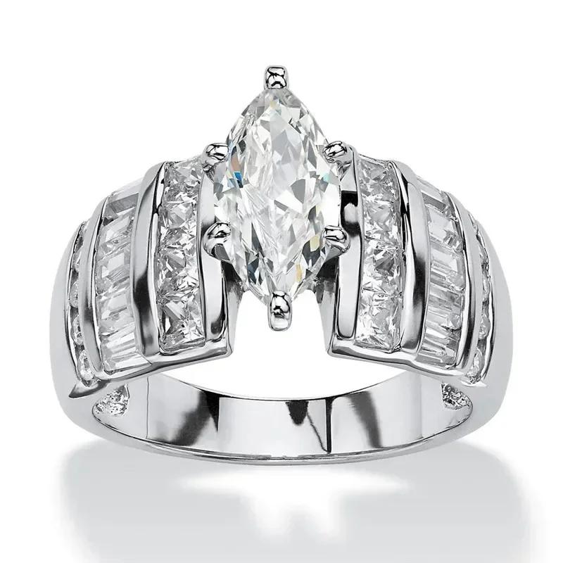 Newly-Designed Engagement Rings With Brilliant Cz Crystal  For Women Gorgeous Bridal Marriage Party Trendy Jewelry