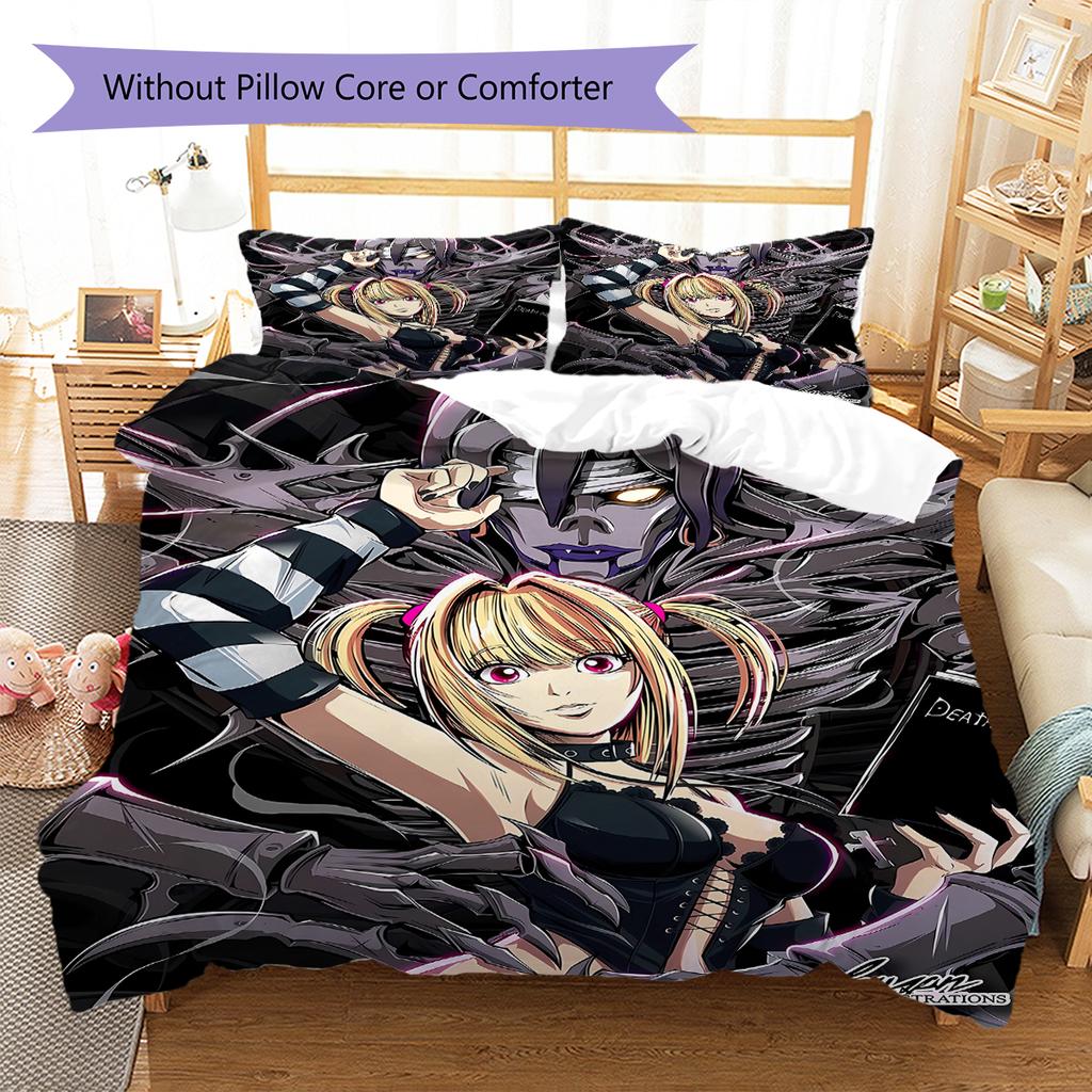 Amane Misa Death Note Pattern Bedding,Quilt Set Quilt Cover Pillowcase Home Birthday Gift (1 * duvet cover + 2 * pillowcase, without core)