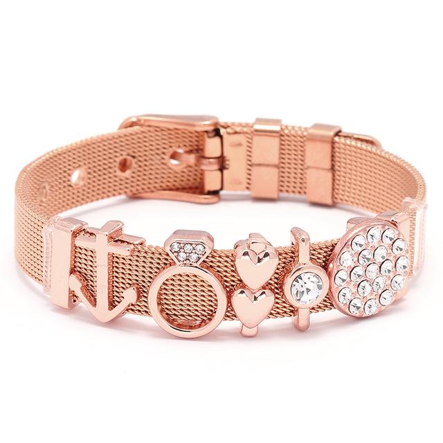 Fashion Stainless Steel Mesh Bracelets For Women Girls Original Charm Watch Belt Bracelet Angel Beads Bangle Gift