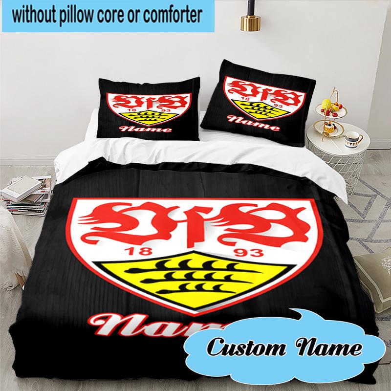 3PCS Custom Name Stuttgart Crest Art Bedding Set, Including 1pc Duvet Cover And 2pcs Pillowcases, Suitable for dorms and bedrooms Gift