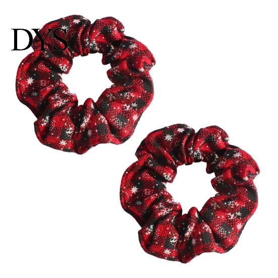 Knitted Elastic Hair Ties 2Pcs Christmas Plaid Scrunchies with Snowflake Patterns for Women Girls, Soft Versatile Bands Holiday Hairstyles,