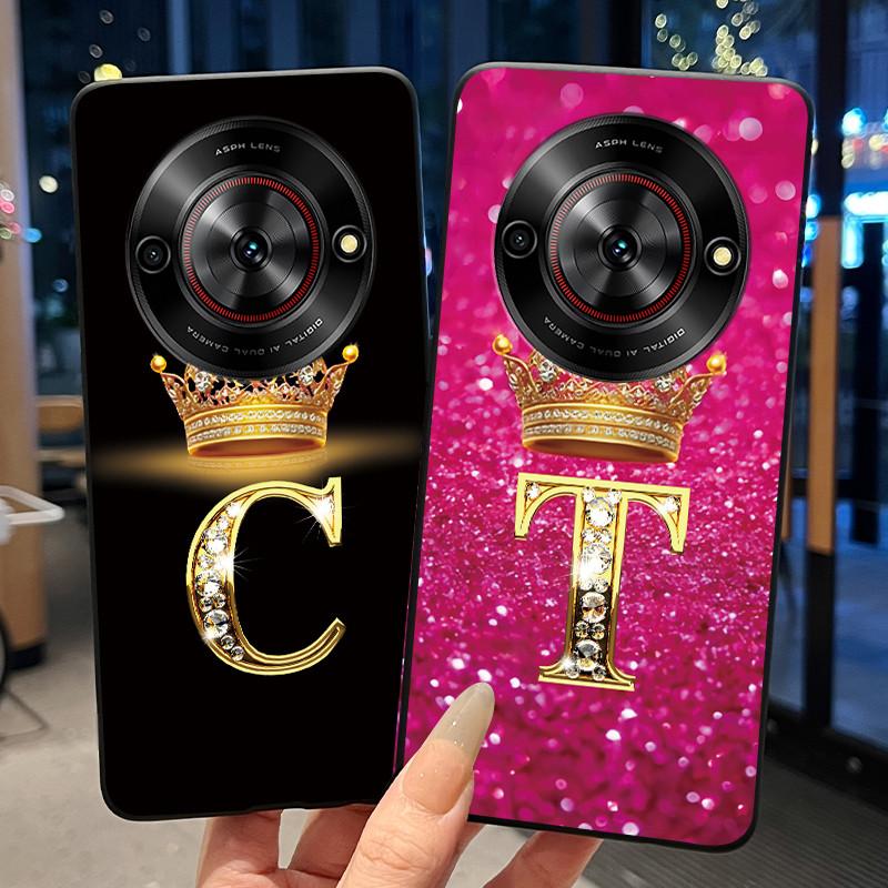 Shockproof Soft Phone Case For ZTE Blade A75 5G/ Nubia Focus 5G Bright Color and Attractive Crown Letter Pattern Casing