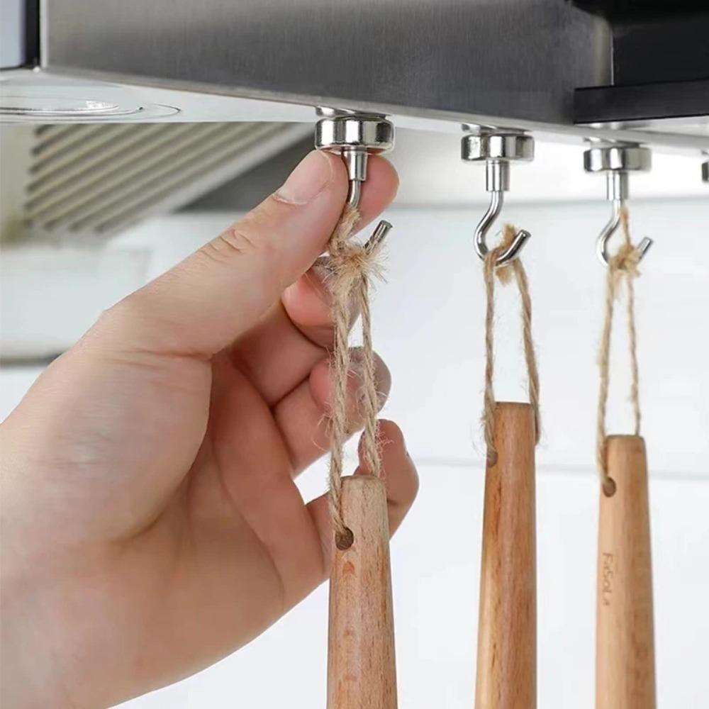 10PCS Metal Magnetic Hooks Powerful Heavy Duty Wall-mounted Hook Screw In Bathroom Accessories Suction Storage Hooks