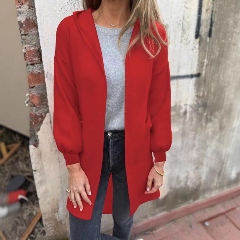 

Autumn Winter New Solid Color Minimalist Versatile Derong Hooded Jacket Comfortable Casual Women Sweatshirt XL червоний