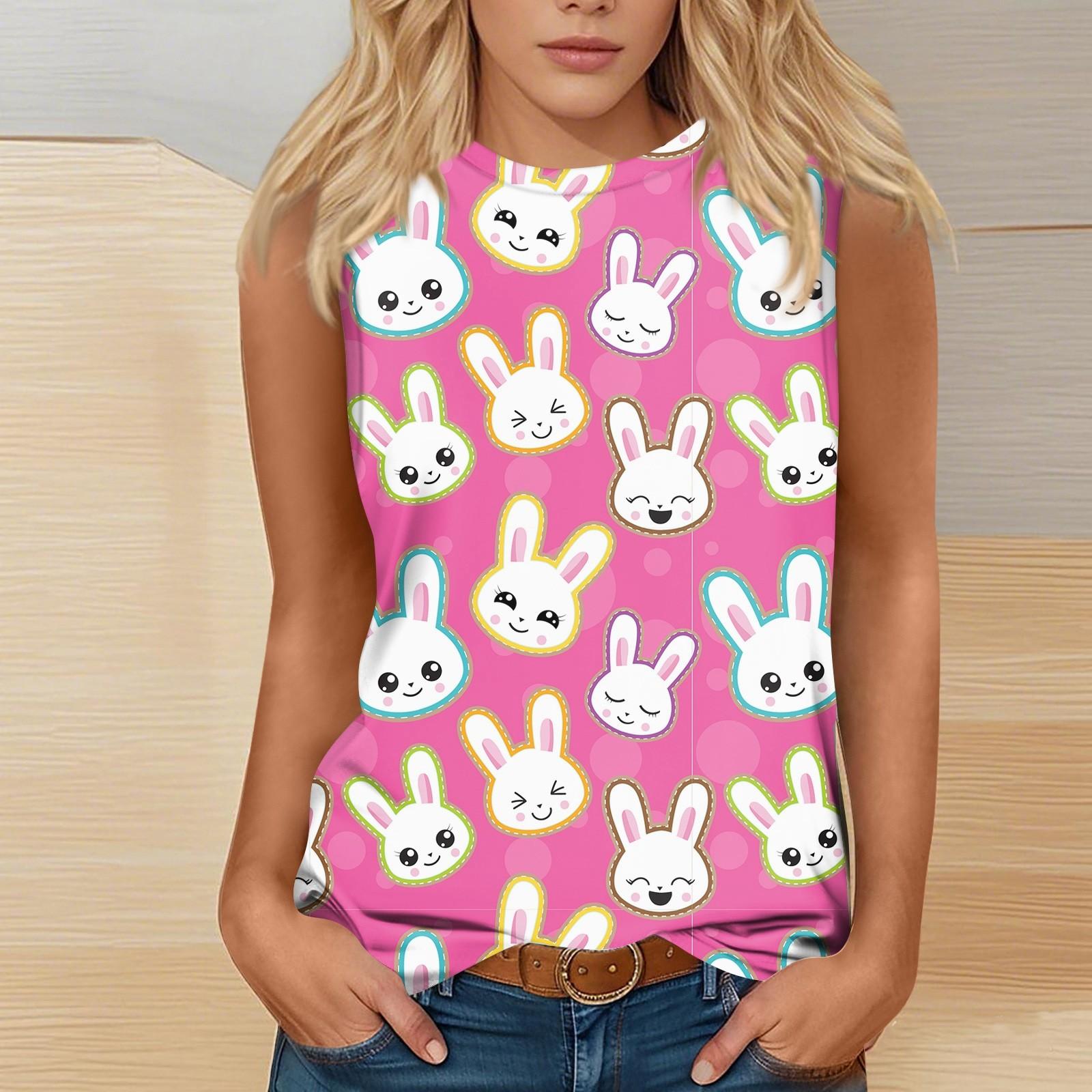 

Женская мода повседневная пасхальная футболка с круглым вырезом без рукавов XXXL красный