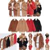 Luxuriöse Damen Dicke Warme Fleecejacke Mantel mit Weichem Flauschigem Kunstfell
