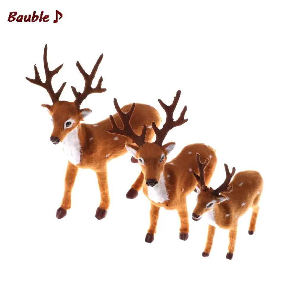 Simulation Christmas Deer Christmas Elk Plush Reindeer Christmas Decoration Fairy Garden Miniatures Props doll Toy