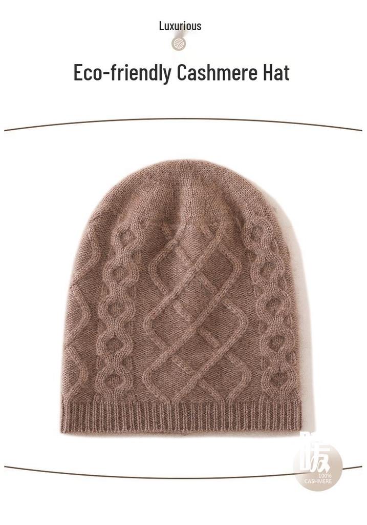 Cashmere 2025 Autumn/Winter Women's High-End Cable Knit Thick Warm Casual Fisherman Hat