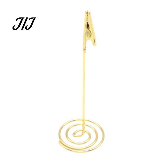 Gold Place Card Holders Metal Holder with Spiral Base, Table Numbers Display Decorative Memo Photo Rack, Desktop Clip Stand for Weddings And