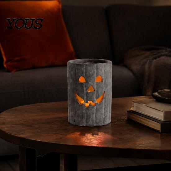 Small Decorative Lanterns for Entryways Halloween Pumpkin Candle Holder, Resin Hollow Candlestick, Vintage Country Fall Holiday Party