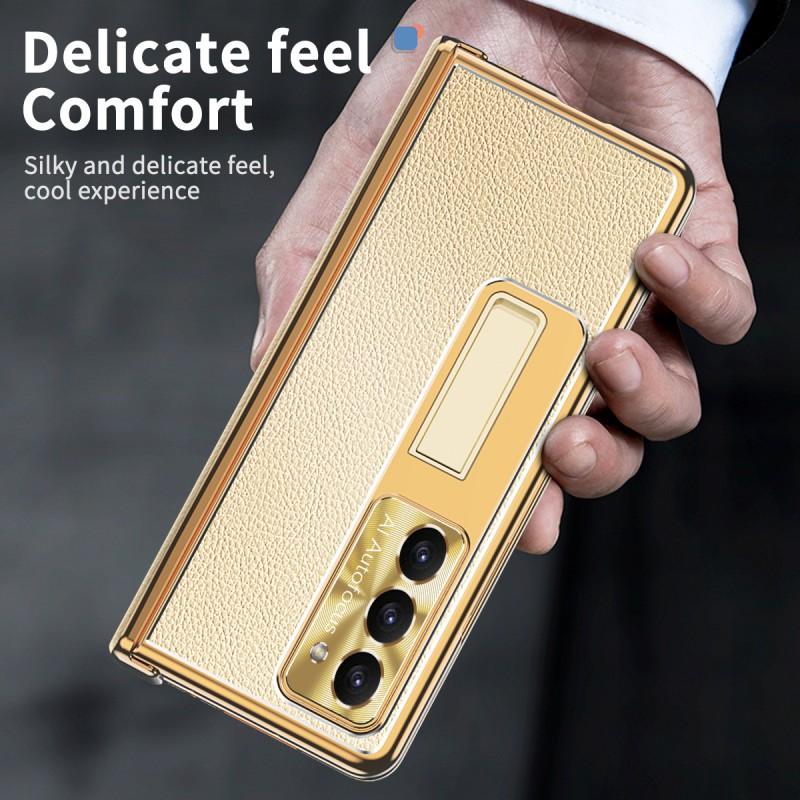 Magnetic Snap-on Case Galaxy Z Fold5 With Leather Texture Full Coverage Shockproof Kickstand Stylus Slot