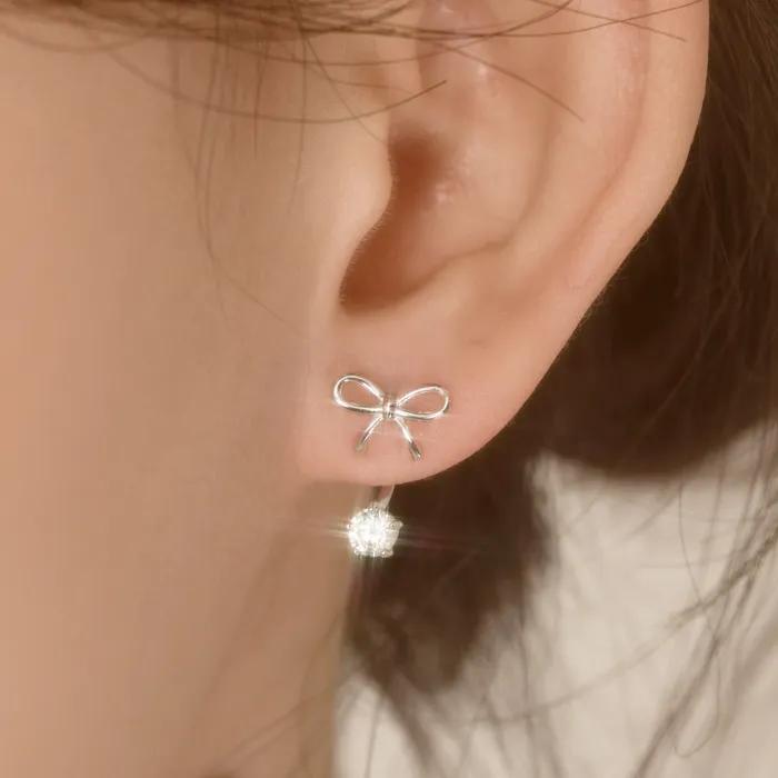 14k Post Dobel Ribbon Two-way Earrings