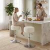 Chenille Dressing Stool, Swivel Makeup Stool, Height-Adjustable, 51-66 cm, Cream