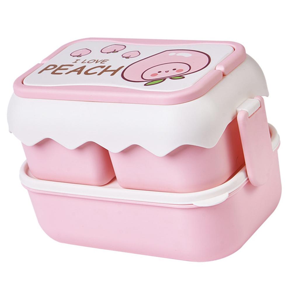 Cute Portable Students Lunch Box Microwaveable Children Cartoon Bento Box Independent Compartment Lunch Container