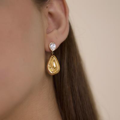Youthway Classic Water Droplet Pendant Zircon Drop Earring For Women New 18K Gold PVD Plated Stainless Steel Earring Jewelry