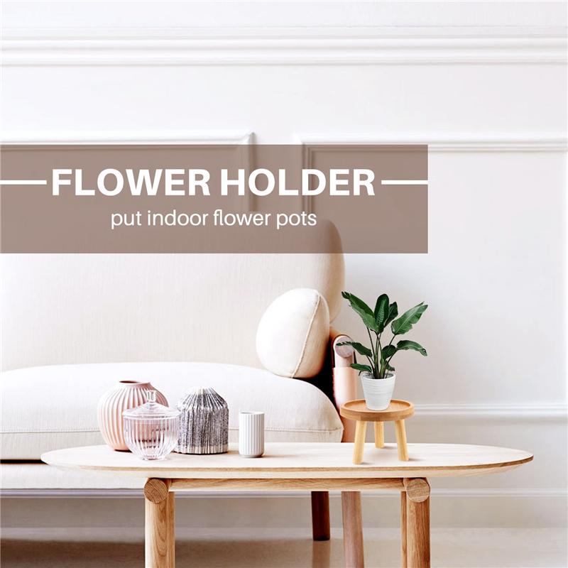 

A55F-Деревянная подставка для растений Основание для цветочного горшка Держатель Табурет Высокий табурет Балкон Суккулент Круглая полка для цветов Для помещений и улицы