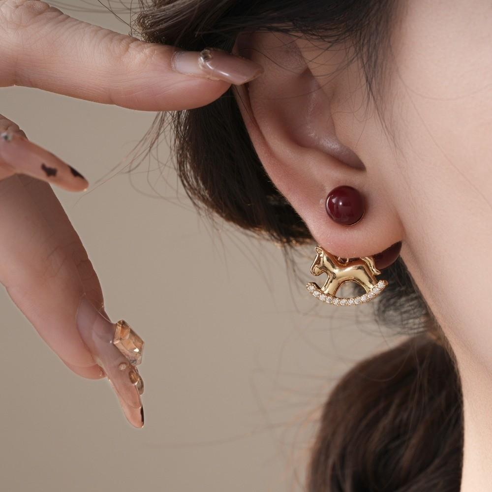 Bijoux de mode Boucles d'oreilles Zodiaque Cheval Boucles d'oreilles Pendantes Poney à Bascule Boucles d'oreilles Poney Cartoon Dame