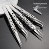 Stainless Steel Precision 9-Hole Tweezers: Bright Polished Pointed Tip for Beauty, Makeup, Nail Art, and False Eyelash Applications