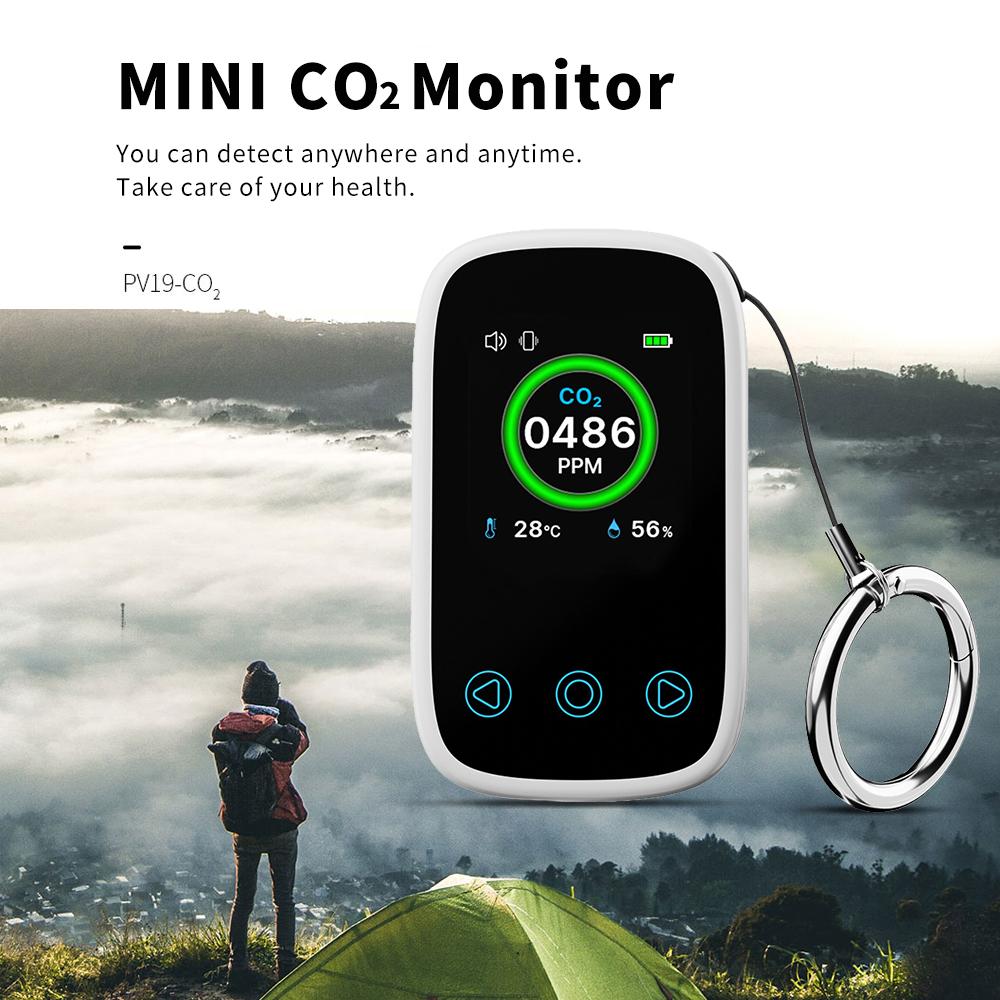 Home and Outdoor Portable LCD Digital Carbon Dioxide Detector Mini 3 in 1 Air Quality Tester Multifunction CO2 Gas Thermometer Hygrometer Touch Sensor