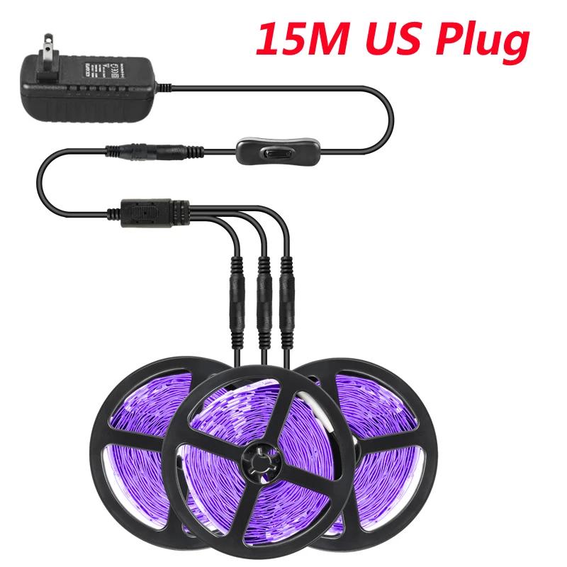 DC 12V UV LED Light Strip Flexible 385-400nm Black Light 2835 SMD 5M 10M 15M Diode Tape for Cloakroom DJ Glow Fluorescence Party