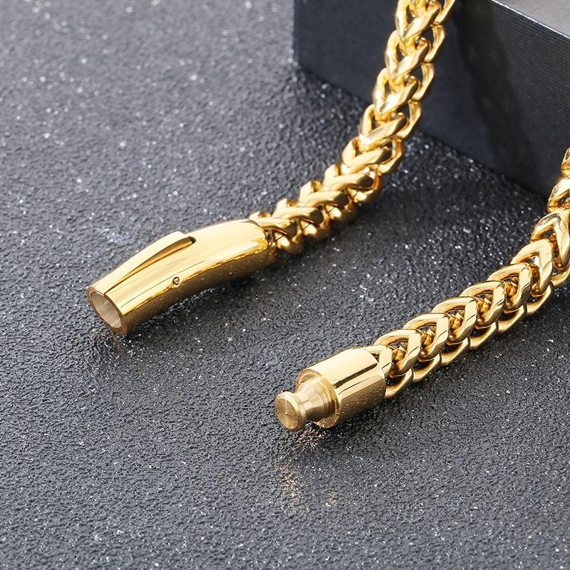 Keel Chain Bracelet, Retro Simple Stainless Steel Round Grinding Front And Back Chain Men'S Bracelet