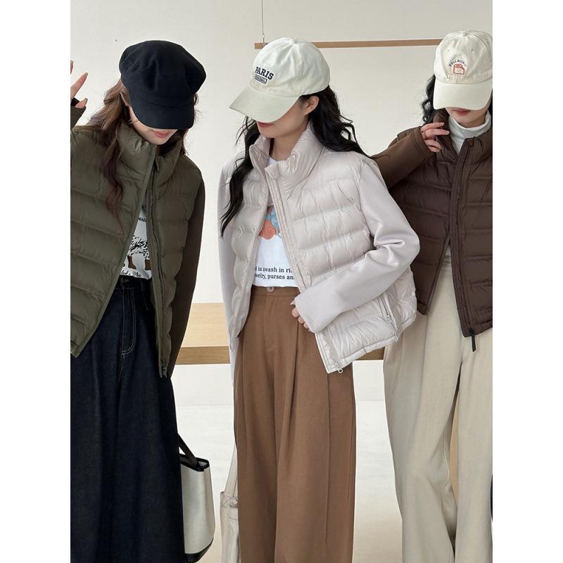 Autumn and winter new down padded jacket women's jacket splicing stand-up collar padded jacket casual versatile small padded jacket