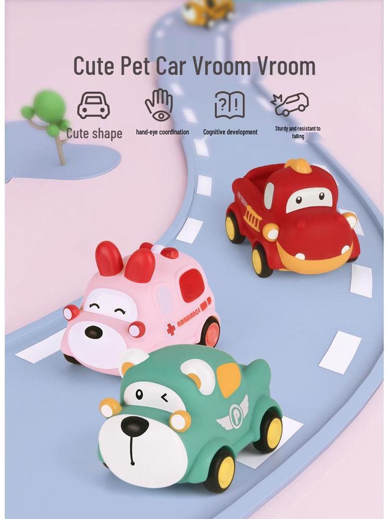 Children's Inertia Toy: Soft Rubber Dinosaur Car - Chewable, Fall-Resistant, Vinyl Animal Design