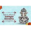 Matte Silver Plated Antique Mukut Ganesha - 3.5" - Perfect for Gifting, Home Decor, Car Dashboard Murti Ganpati Idol for Home Decor