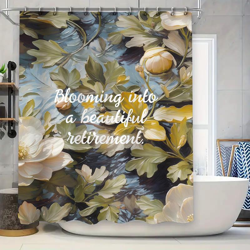 

Modern Flower Bath Curtain Beautiful Retirement Decor Luxury Floral Shower Curtain for Bathroom Decoration Large Size 72x84 inch 90x180cm