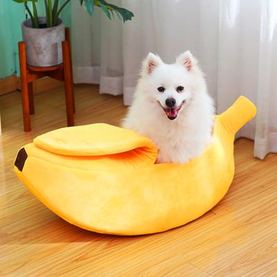 Bananenförmiges Haustierbett, bequeme Katzennestmatte, Winterkissen, warm, weich, lustiger Kätzchenschlafsack, süßes, gemütliches Hundezubehör