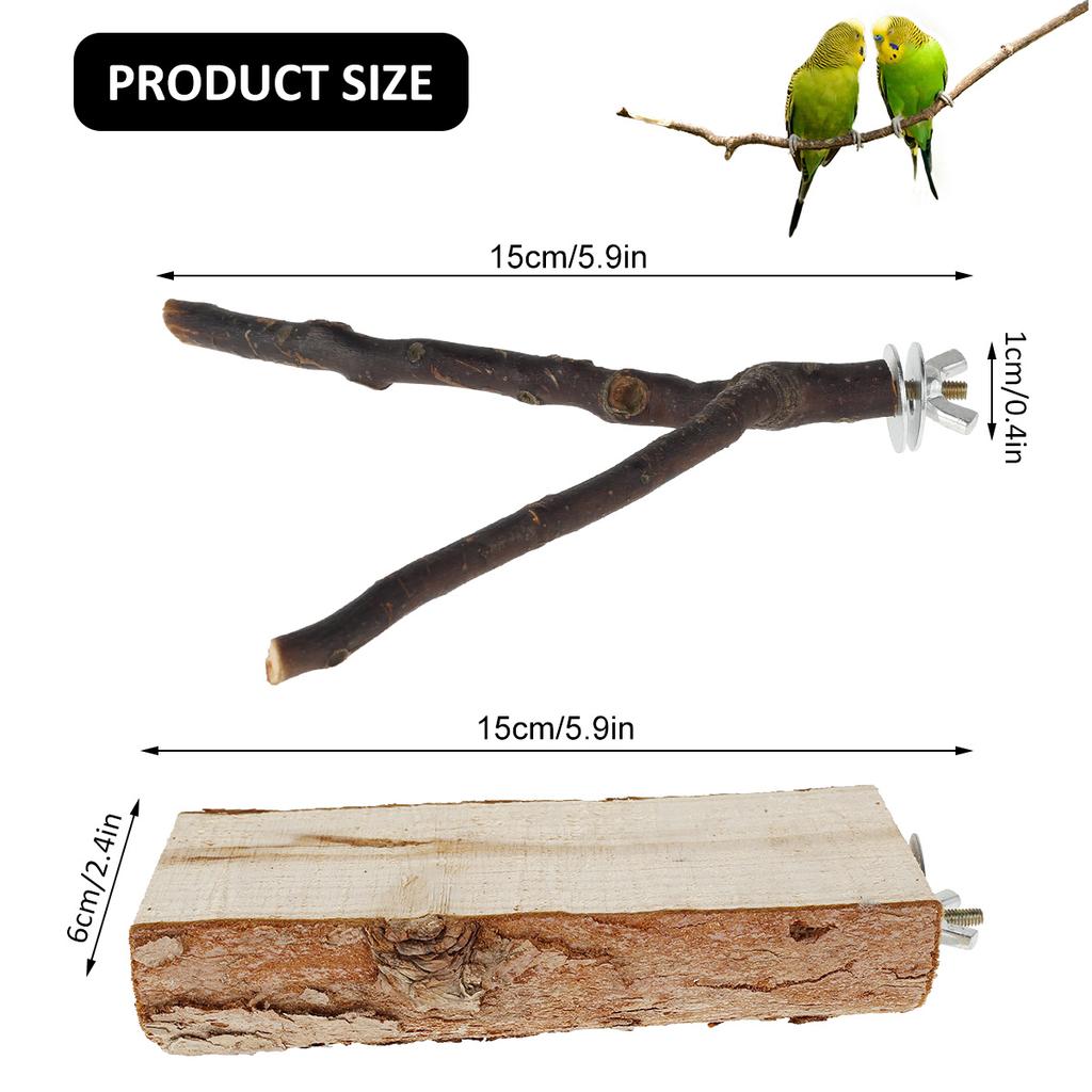 2/5 szt. Naturalne Drewno Papuga Stojak Stojak na Grzędę dla Ptaków Platforma Drewniana Zabawka do Ćwiczeń i Wspinaczki do Szlifowania Pazurów Akcesoria do Klatki dla Ptaków