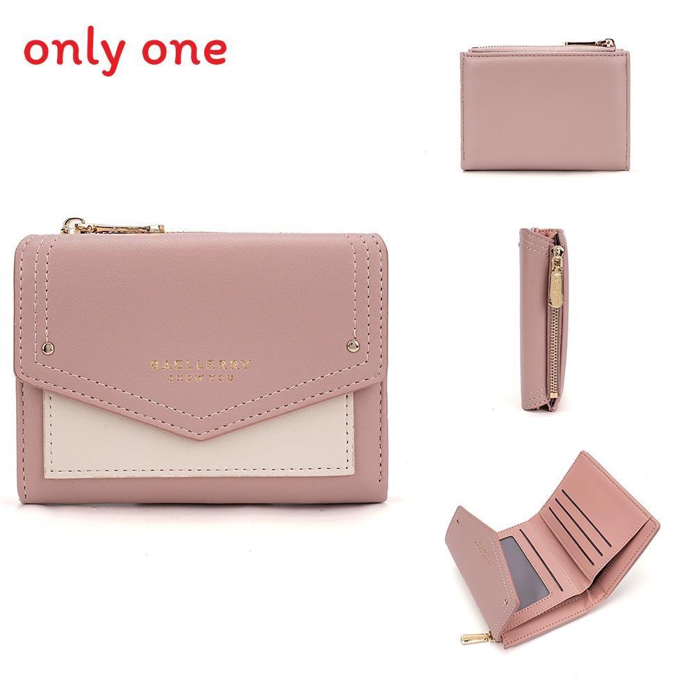 

Color Short Blocked Wallet With Letter Print Design For Casual City Outin Use розовый