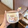 Birthday gift for girls mug with lid spoon cute water cup new ceramic cup couple coffee breakfast cup