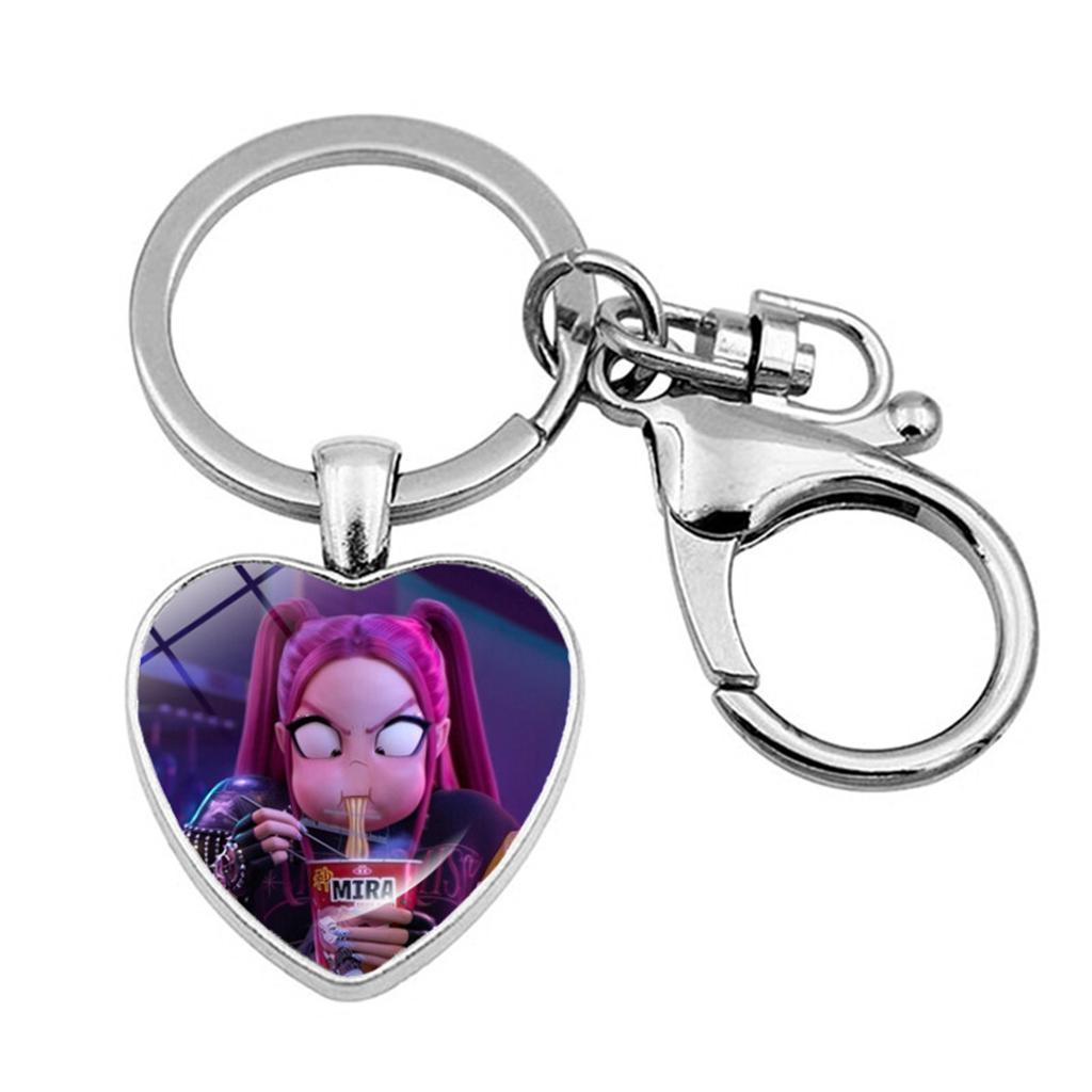 Witch Girl Group Surrounding Love Keychain Pendant Cartoon Anime Heart Pendant Accessories