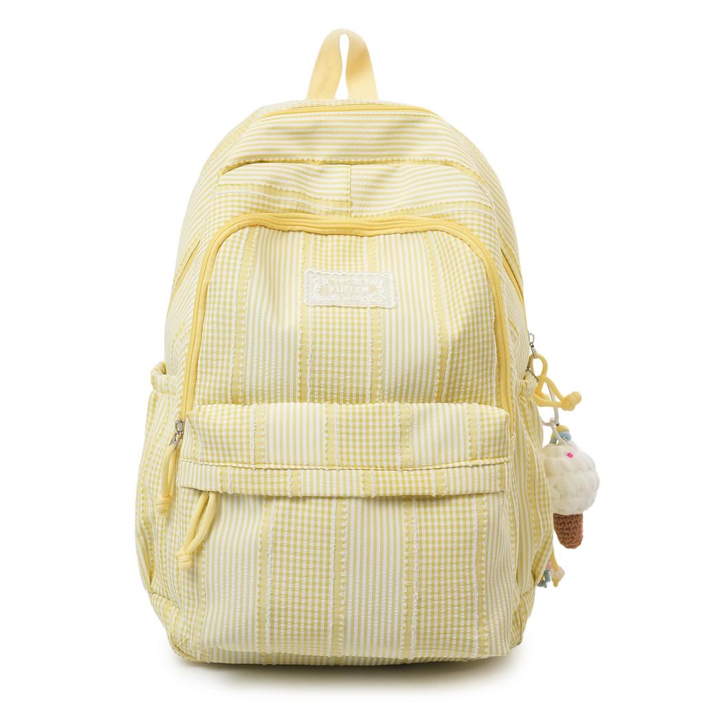 Schoolbag Backpack for Junior High School Girls Striped Small Fresh Sweet College Style Student School Bag High School Student Lightweight Class 