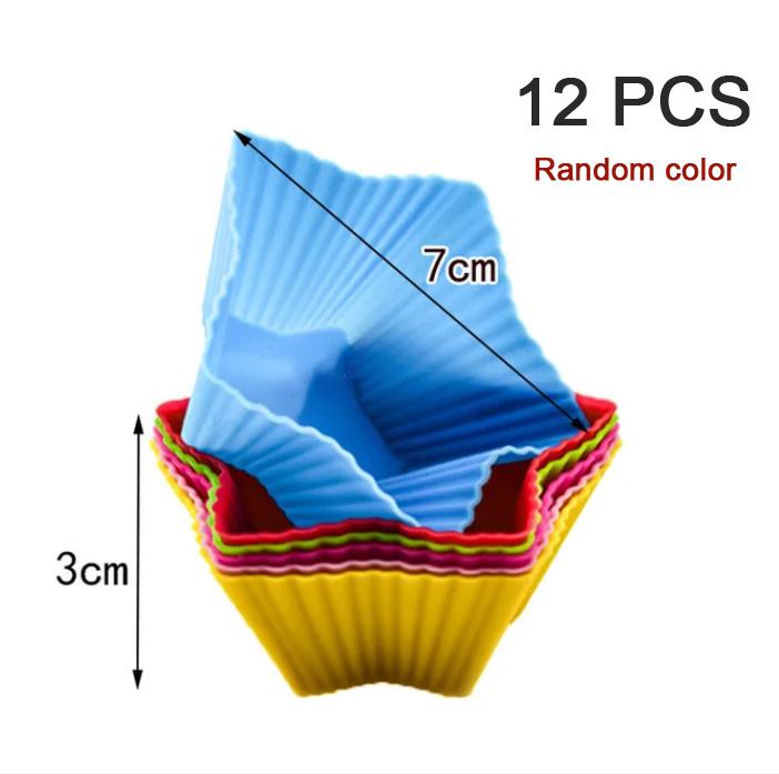 6/12PCS Silicone Muffin Molds Cup Cake Mold Round Cake DIY Baking Molds High Temperature Resistance Kitchen Baking Accessories