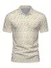Men's Short Sleeve Polo Shirt with Flat Digital Print Pattern - No Texture