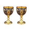 2Pcs Vintage Medieval Goblet Drinking Glass Metal Wine Glass Decoration Drinkware Metal Wine Glass Decoration Drink Cup