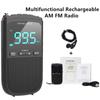 Tragbares AM FM-Stereoradio, wiederaufladbar, Mini-FM-Kopfhöreranschluss, Wecker, Taschenradio für Wetterübertragungen im Freien