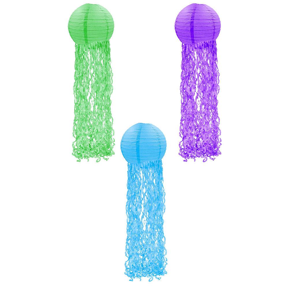 3Pcs Jellyfish Paper Lanterns Party Decoration Birthday Festival Hanging Paper Lights Green Blue Purple Decorative Lanterns