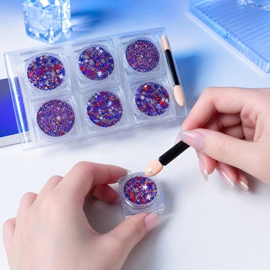 1/6Pcs Independence Day Body Glitter Gel, Patriotic Red White Blue Face Hair Glitter, Waterproof Sparkling Makeup Sequins, 4th of July Accessories